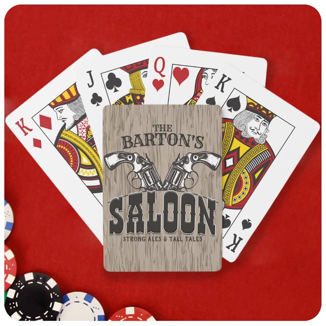 Jeu De Cartes NOM PERSONNALISÉ Wild West Gun Revolver Saloon (Créateur téléchargé)