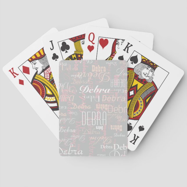 Jeu De Cartes Nom Pinkish personnalisé gris sur toute impression (dos)