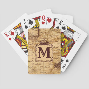 Jeu De Cartes Nom Vintage de la Couronne royale Motif Beige