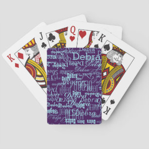 Jeu De Cartes Noms bleus répétés partout sur violet