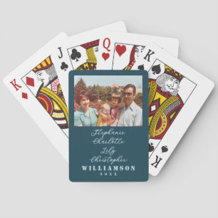 Jeu De Cartes Noms de famille personnalisés année rétro bleu sar
