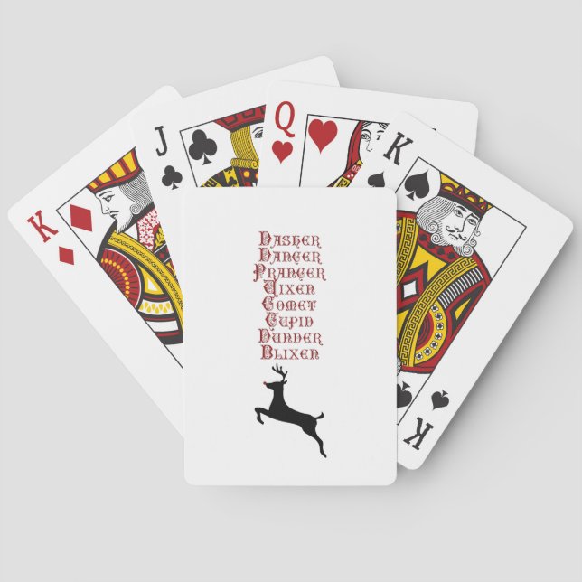 Jeu De Cartes Noms des rennes Rudolph, Comet, Blixen Reindeer (dos)