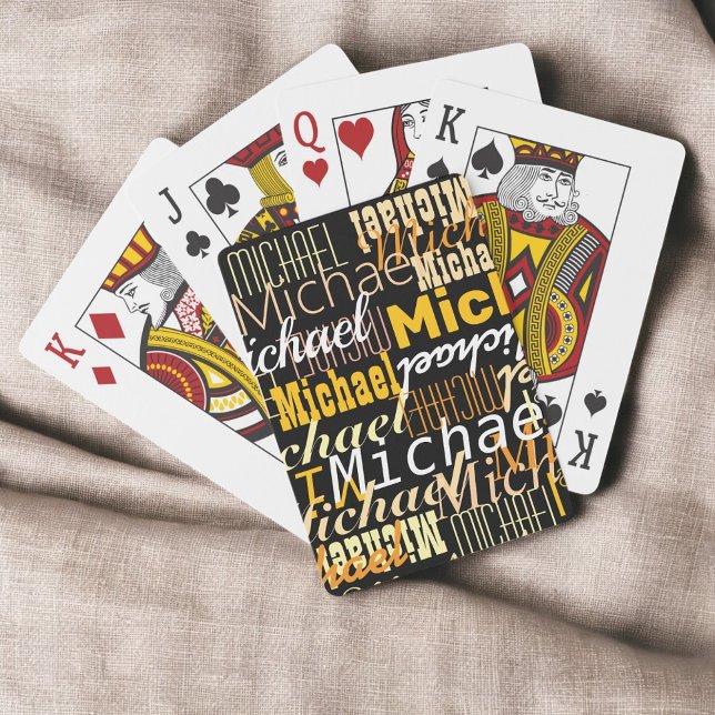 Jeu De Cartes Noms répétitifs Cool Typographie jaune (Créateur téléchargé)