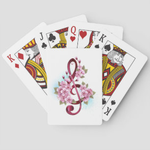 Jeu De Cartes Notes de clef musicale en treble avec des fleurs S