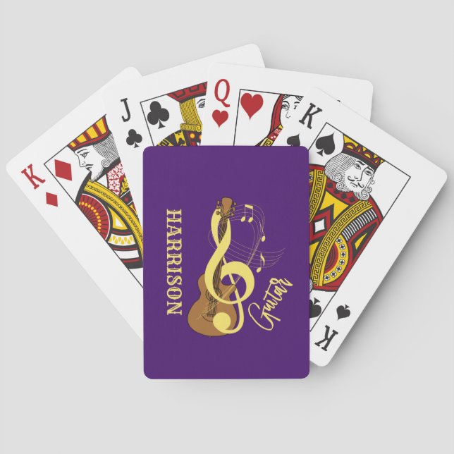 Jeu De Cartes Notes musicales acoustiques de guitare personnalis (dos)
