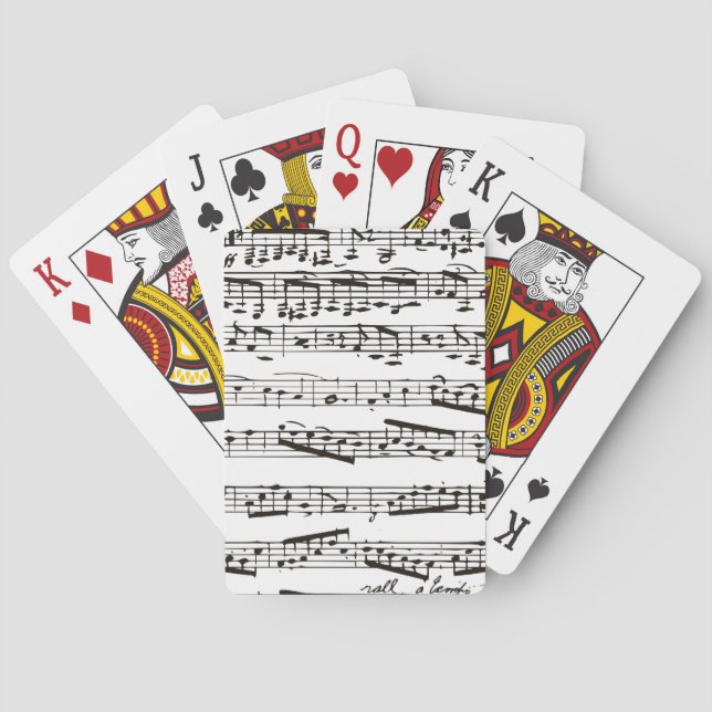 Jeu De Cartes Notes musicales en noir et blanc (dos)
