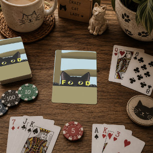 Jeu De Cartes Nourriture pour chat noir humour drôle chat affamé
