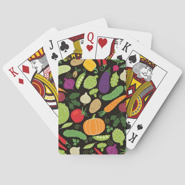 Jeu De Cartes Nourriture sur un arrière - plan noir (dos)