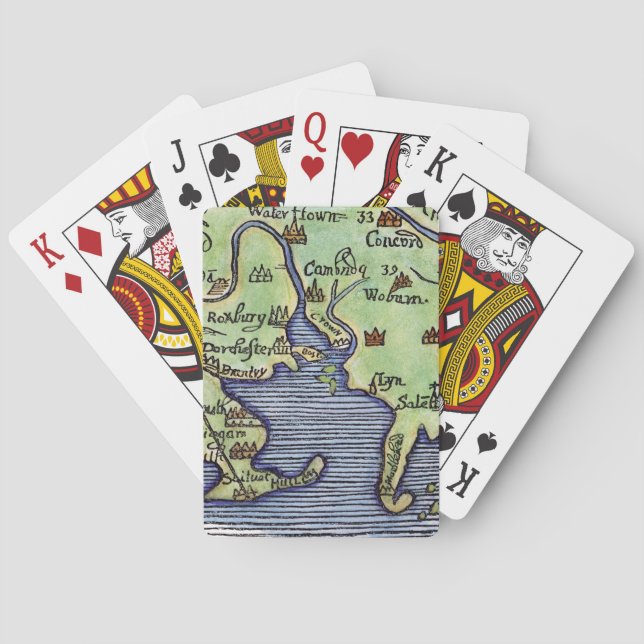 JEU DE CARTES NOUVELLE ANGLETERRE MAP 1677 (dos)
