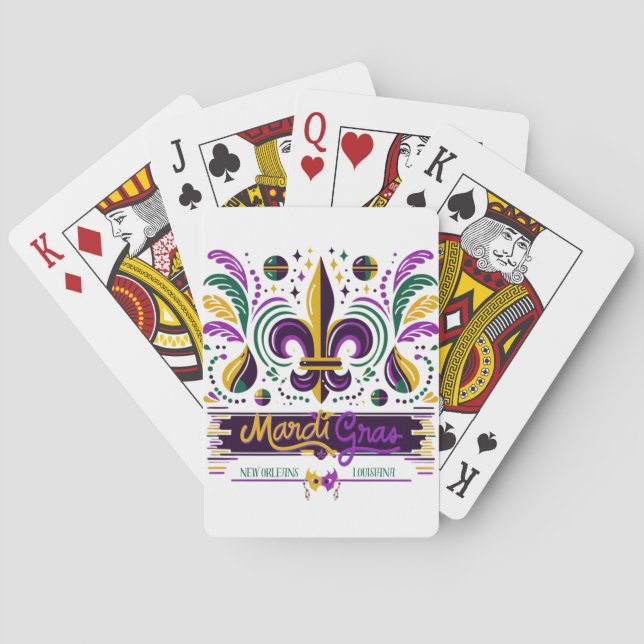 Jeu De Cartes Nouvelle-Orléans Mardi Gras jaune violet vert (dos)
