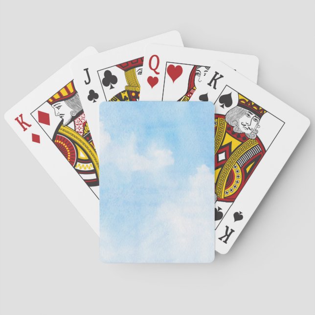Jeu De Cartes Nuages d'aquarelle et arrière - plan de ciel (dos)