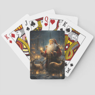 Jeu De Cartes Nuit de Noël de Santa sous la forêt enneigée