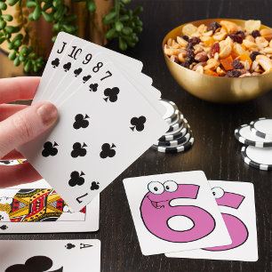 Jeu De Cartes Numéro de dessin 6 amusant violet souriant six