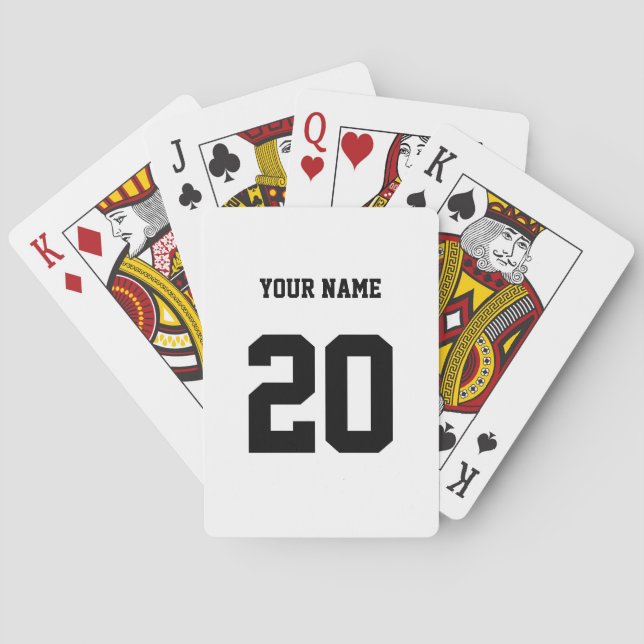 Jeu De Cartes Numéro et nom personnalisés noir et blanc (dos)