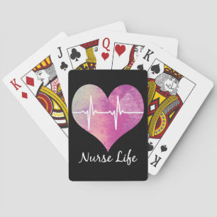 Jeu De Cartes Nurse Life - Cœur EKG aquarelle