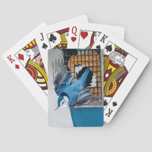 Jeu De Cartes Nuthatch à poitrine blanche en neige - Photo origi