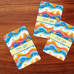 Jeu De Cartes Océan Abstrait Plage Thème Vagues Poisson Soleil