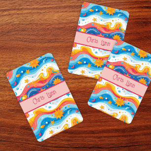 Jeu De Cartes Océan Abstrait Plage Thème Vagues Poisson Soleil