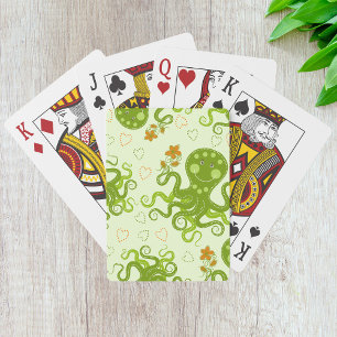 Jeu De Cartes Octopes Vertes Avec Fleurs