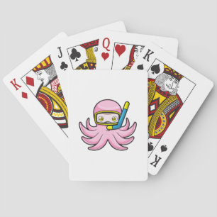 Jeu De Cartes Octopus à la plongée avec tuba et lunettes de nata
