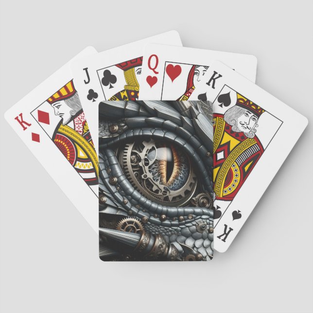 Jeu De Cartes Œil de dragon Steampunk en gros plan Ai Art (dos)