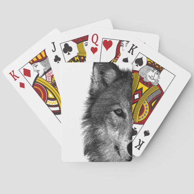 Jeu De Cartes OEuvre d'oeil de loup noir et blanc (dos)