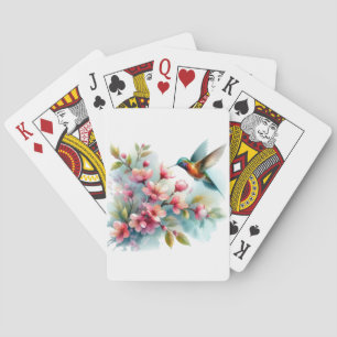 Jeu De Cartes OEuvre florale/printanière de colibri