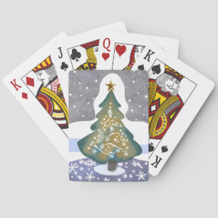 Jeu De Cartes Oh sapin de Noël Aquarelle Peinture hivernale