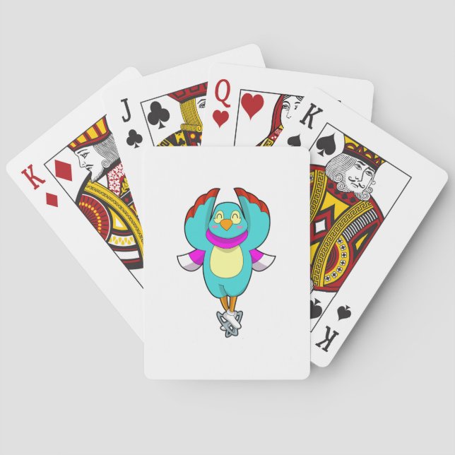 Jeu De Cartes Oiseau au patinage sur glace avec patins sur glace (dos)