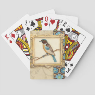 Jeu De Cartes Oiseau Brown et bleu sur une branche