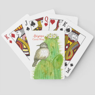 Jeu De Cartes Oiseau de l'Arizona Cactus Wren Aquarelle