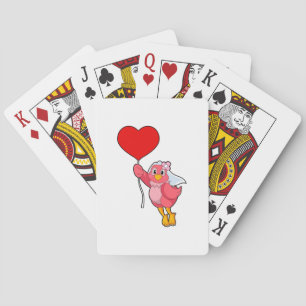 Jeu De Cartes Oiseau en mariée avec Voile et Balloon Coeur