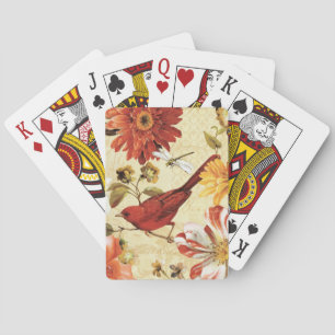 Jeu De Cartes Oiseau rouge dans un jardin d'agrément