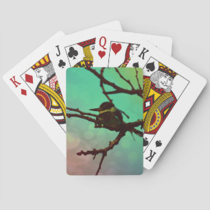 Jeu De Cartes Oiseau Sur Une Branche -Aqua N Rose