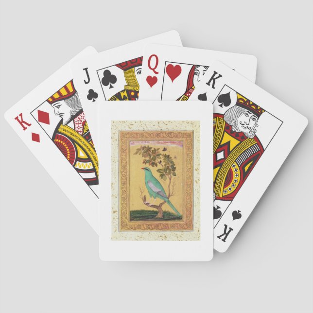 Jeu De Cartes Oiseau vert, Mughal (gouache sur papier) (dos)