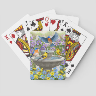 Jeu De Cartes Oiseaux colorés et jardin de fleurs de bain d'oise