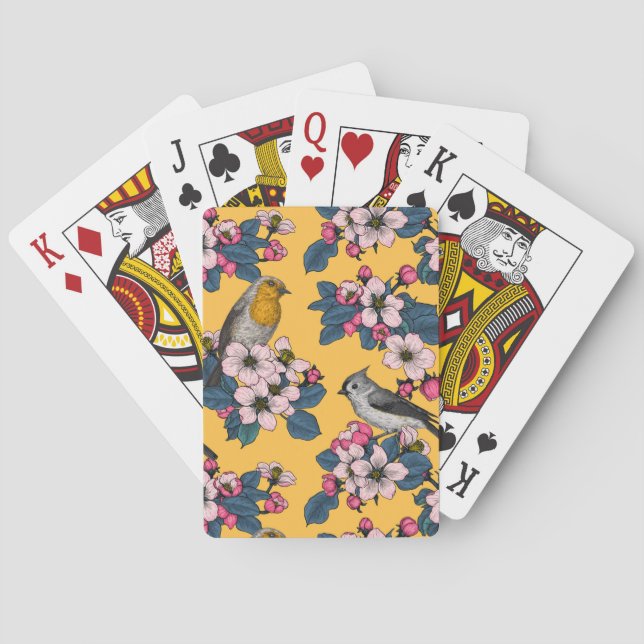 Jeu De Cartes Oiseaux et fleurs sur le jaune (dos)
