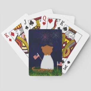 Jeu De Cartes Oliver La Loutre Regardant Les Feux D'Artifice