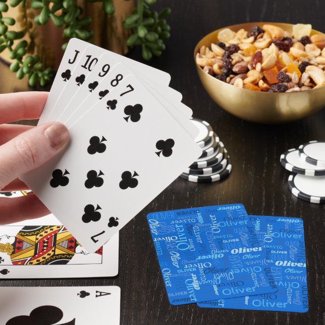 Jeu De Cartes Oliver ton de nom personnalisé bleu (In Situ)