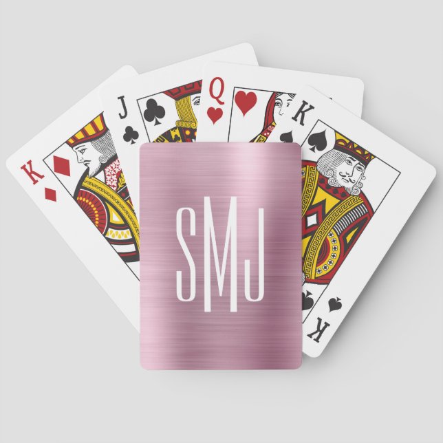 Jeu De Cartes Ombre rose clair huile trois lettres Monogramme (dos)