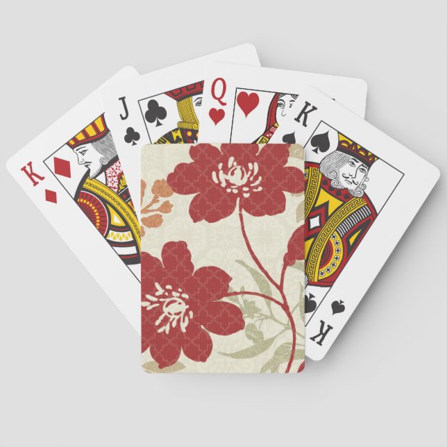 Jeu De Cartes Ombres florales en rouge et orange (dos)
