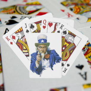 Jeu De Cartes Oncle Sam patriotique vintage avec chapeau à étoil