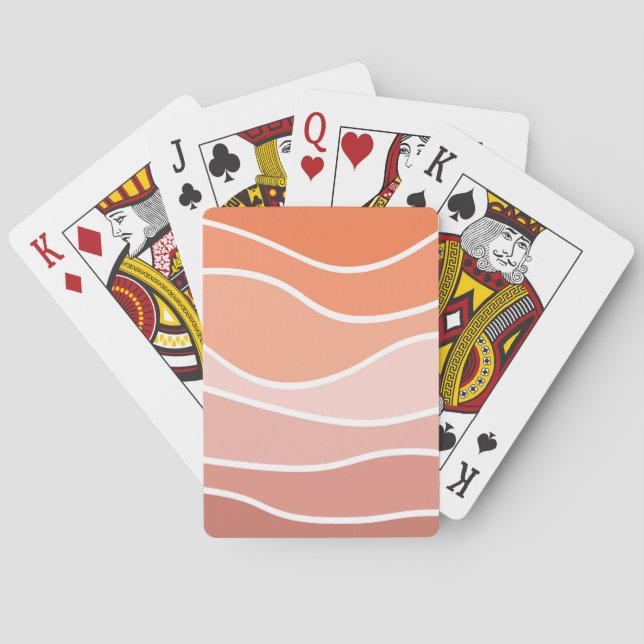 Jeu De Cartes Ondes de style rétro rose et orange (dos)