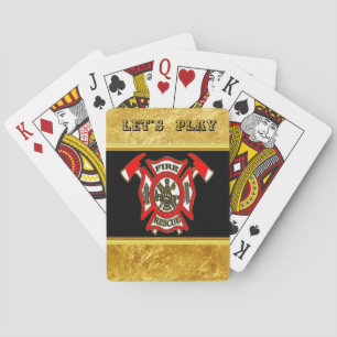 Jeu De Cartes Or de logo de corps de sapeurs-pompiers et feuille