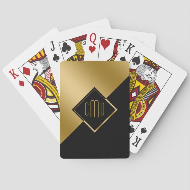 Jeu De Cartes Or et conception géométrique d'anges de noir (dos)