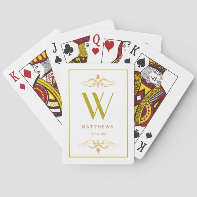 Jeu De Cartes Or moderne Monogramme personnalisé et nom (dos)