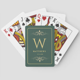 Jeu De Cartes Or personnalisé Monogramme et nom Burgundy Poker