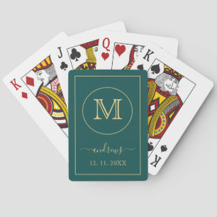 Jeu De Cartes Or Turquoise Monogramme Personnalisé et Nom