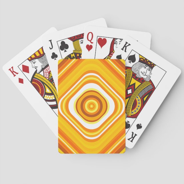 Jeu De Cartes Orange, blanc et motif Coucher du soleil-Inspiré (dos)