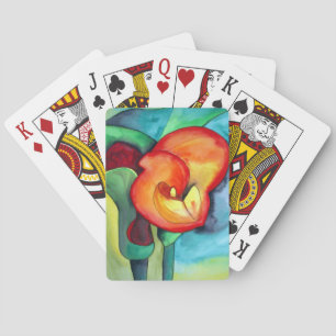 Jeu De Cartes Orange Canna lily flower original watercolor art